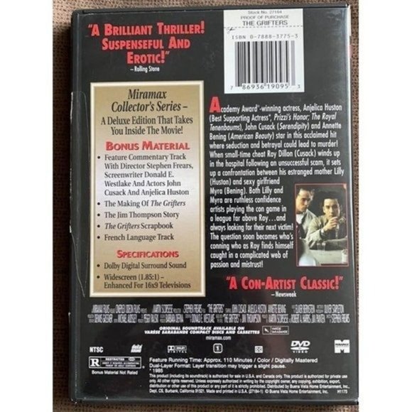 The Grifters (DVD, 2002) Annette Bening, John Cusack - Picture 2 of 5